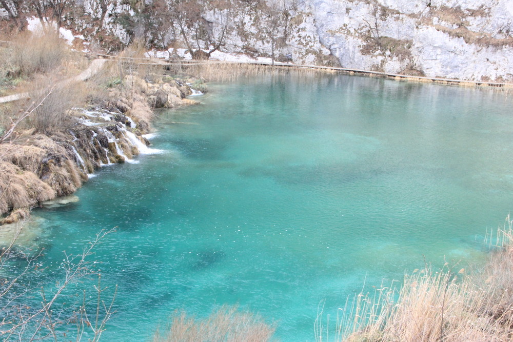 クロアチアのプリトヴィツェ湖群国立公園の湖の水は緑だった